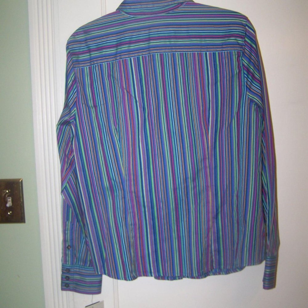 Liz Claiborne Shirt XL Striped NWT Blue - Picture 4 of 7